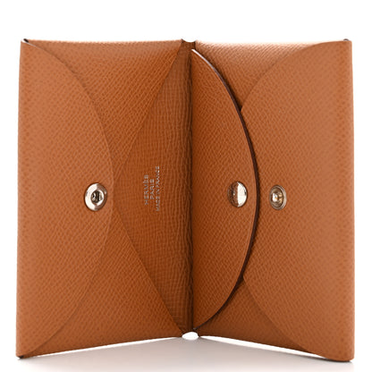 Hermes Epsom Calvi Duo Card Case Gold 5 of 10