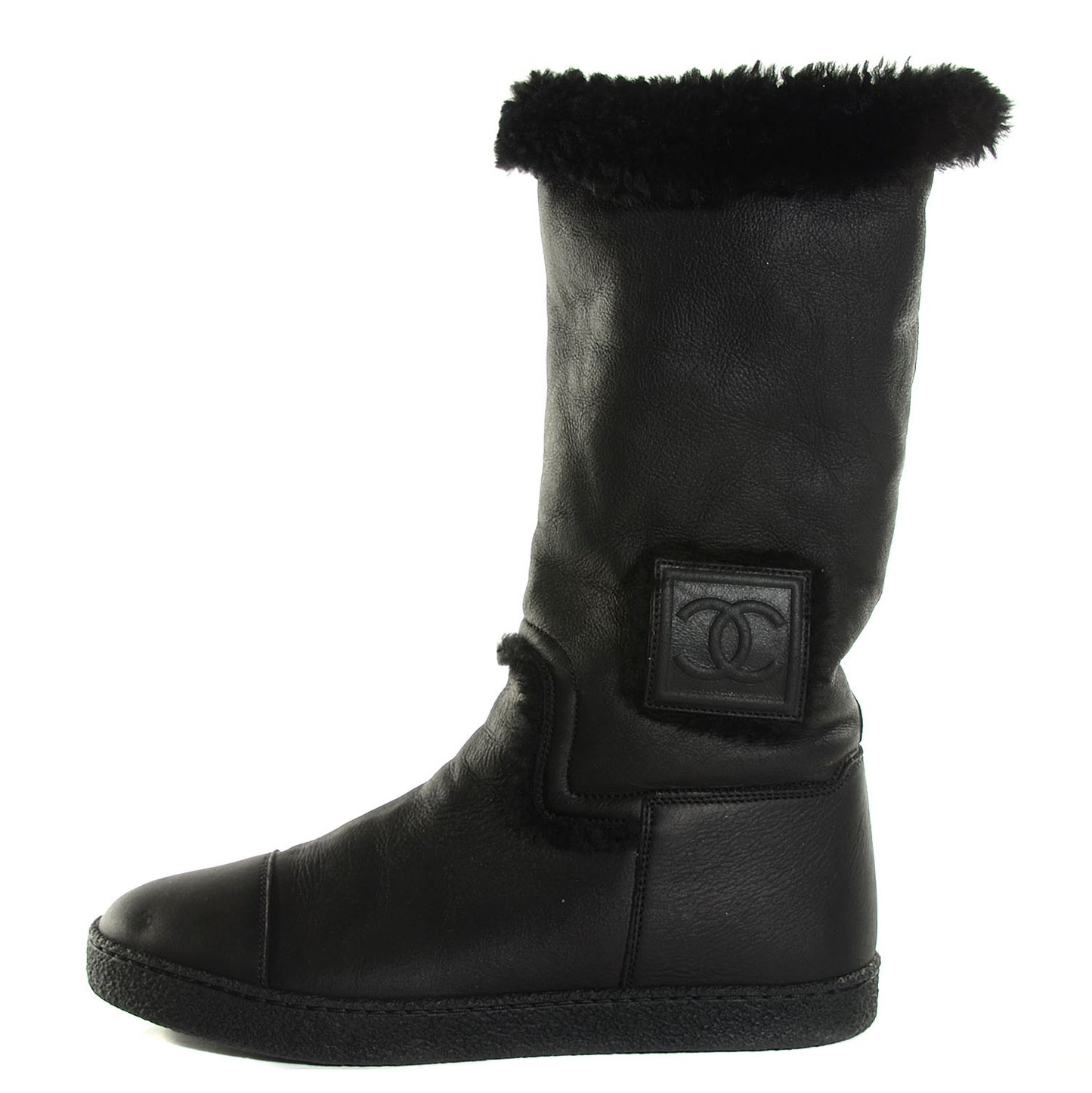 Shearling Short Boots 39 Black
