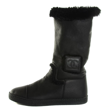 Chanel Shearling Short Boots 39 Black 1 of 7