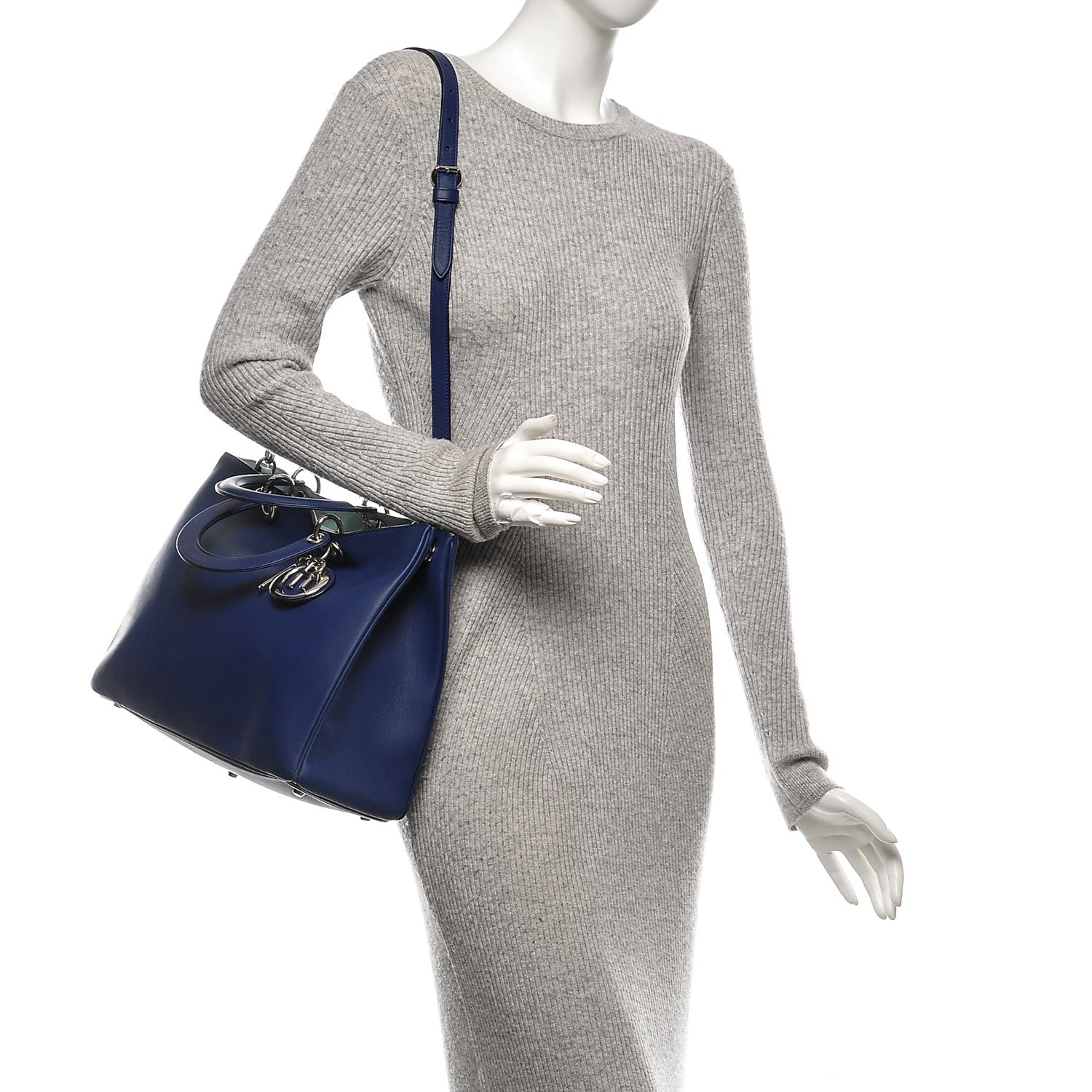 Christian Dior Smooth Calfskin Large Diorissimo Bag Navy Blue 2 of 11