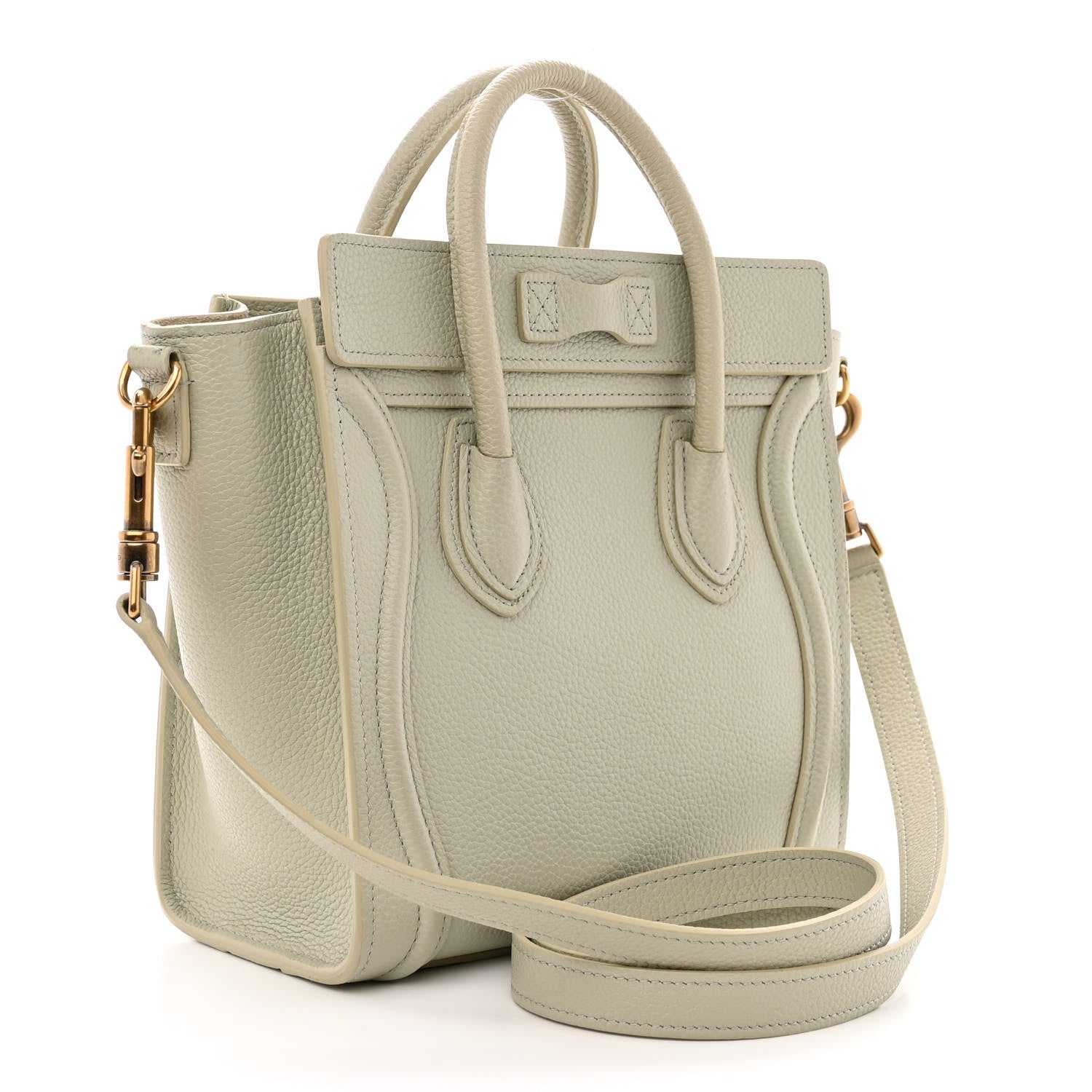 Celine Drummed Calfskin Nano Luggage Vert D'eau 3 of 11