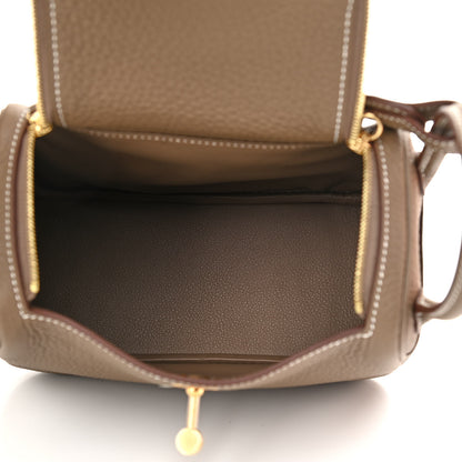 Hermes Taurillon Clemence Mini Lindy 20 Etoupe 5 of 10
