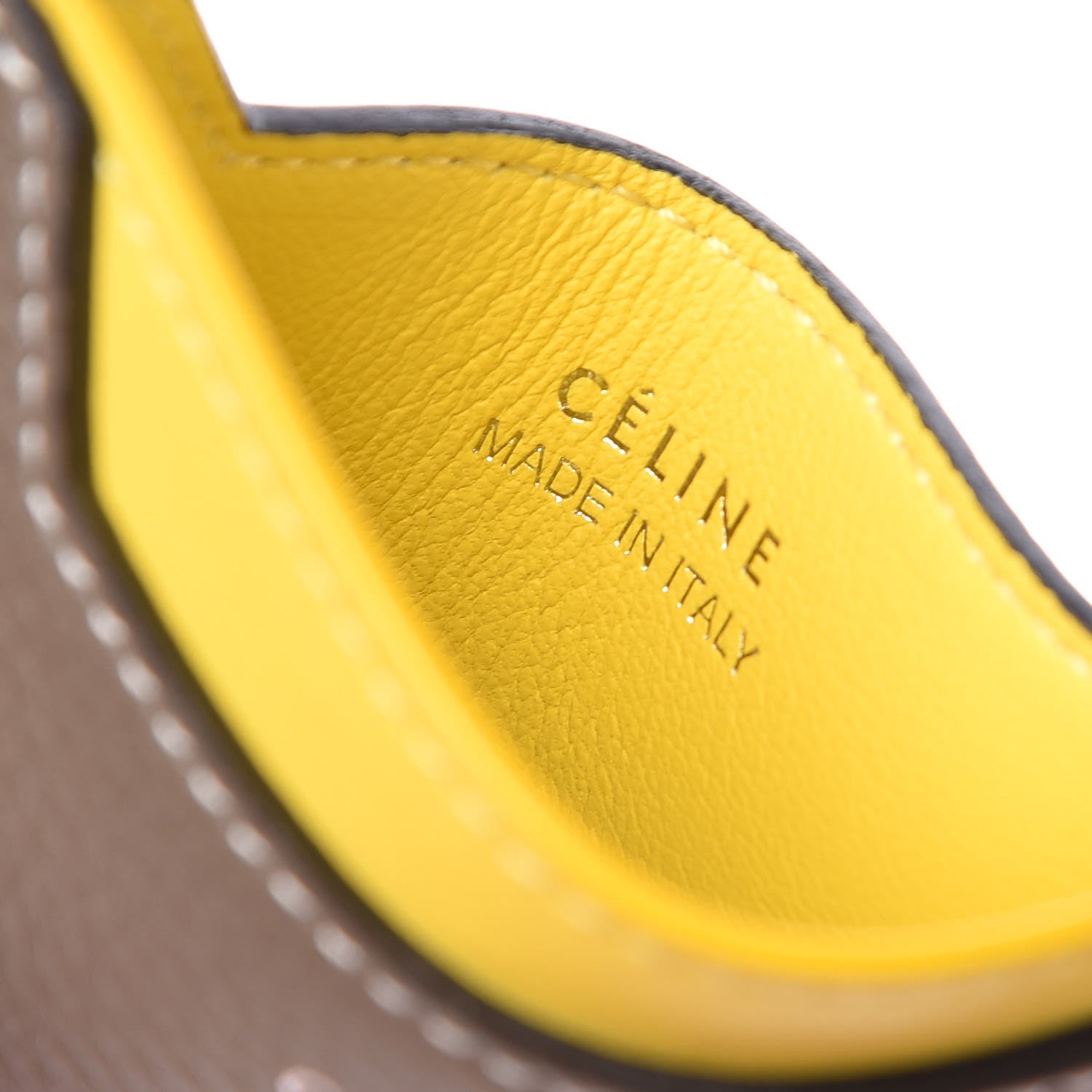 Celine Drummed Calfskin Bi-Color Card Holder Souris 7 of 10