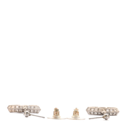 Chanel Baguette Crystal CC Drop Earrings Silver 3 of 5
