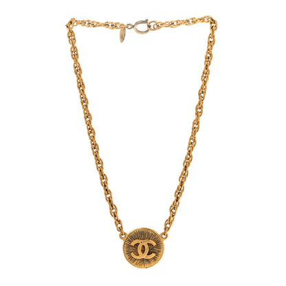 Chanel Metal CC Round Pendant Necklace Gold 3 of 7
