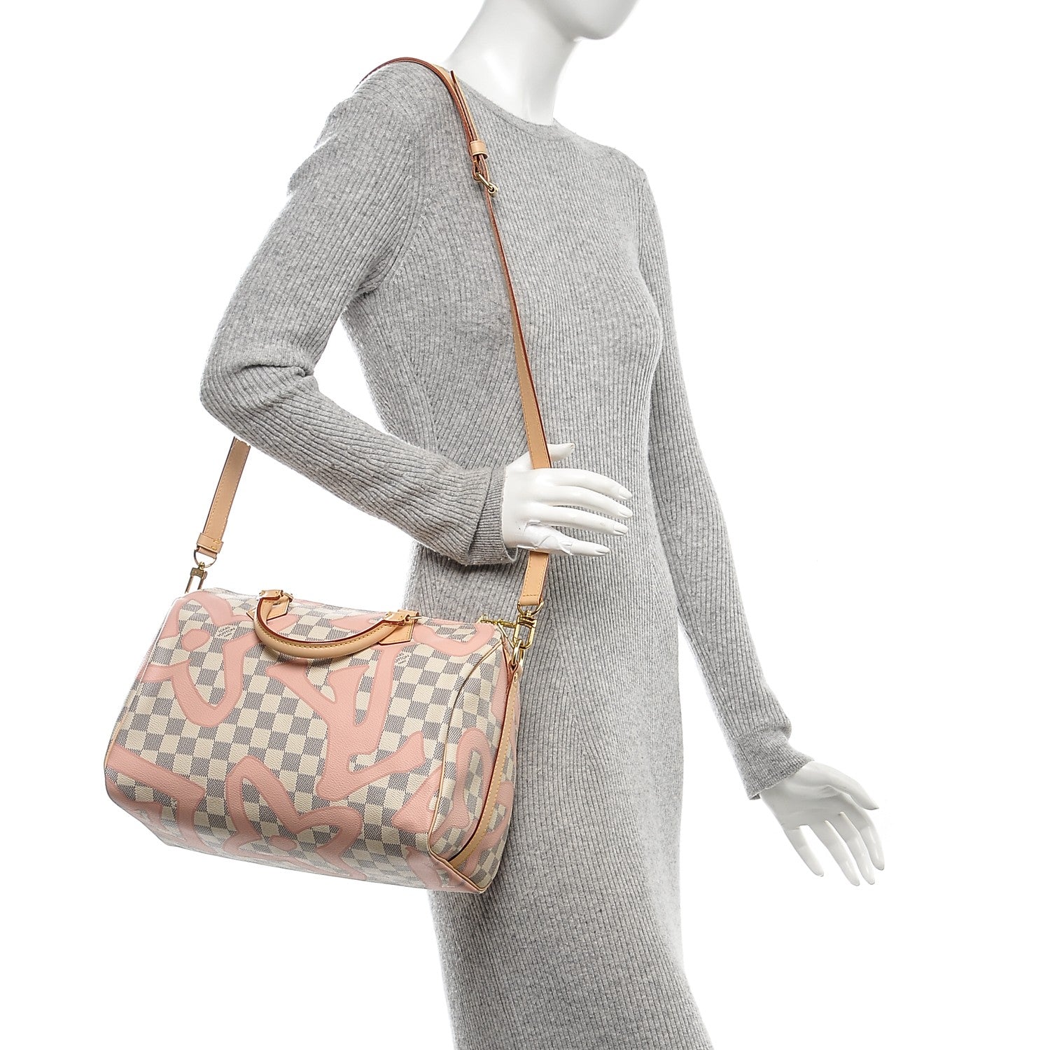 Louis Vuitton Damier Azur Tahitienne Speedy Bandouliere 30 Rose Ballerine 2 of 7