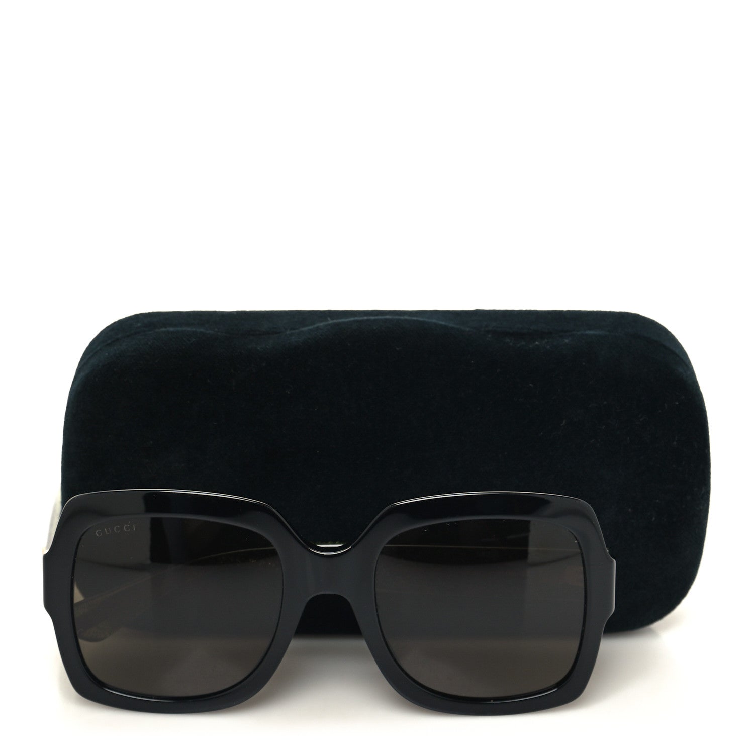 Gucci Acetate Square Frame Web Glitter Sunglasses GG0036S Black Green 8 of 8