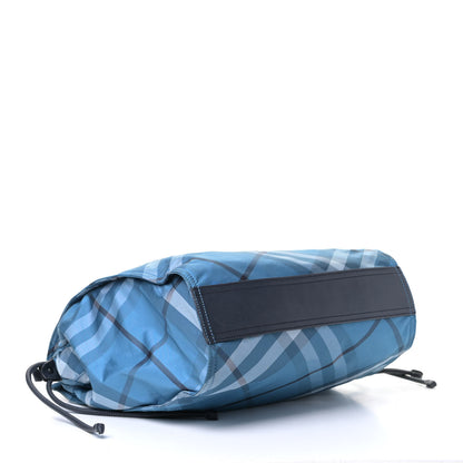 Burberry Nylon Check Buckleigh Packable Tote Blue 3 of 6