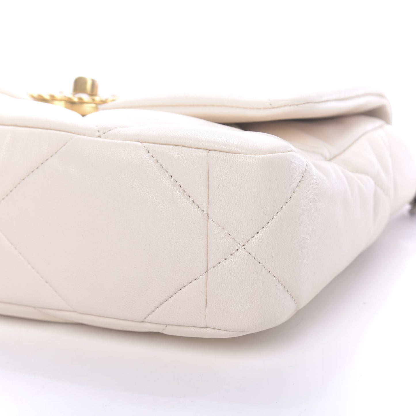 Goatskin Quilted Medium 19 Flap Light Beige