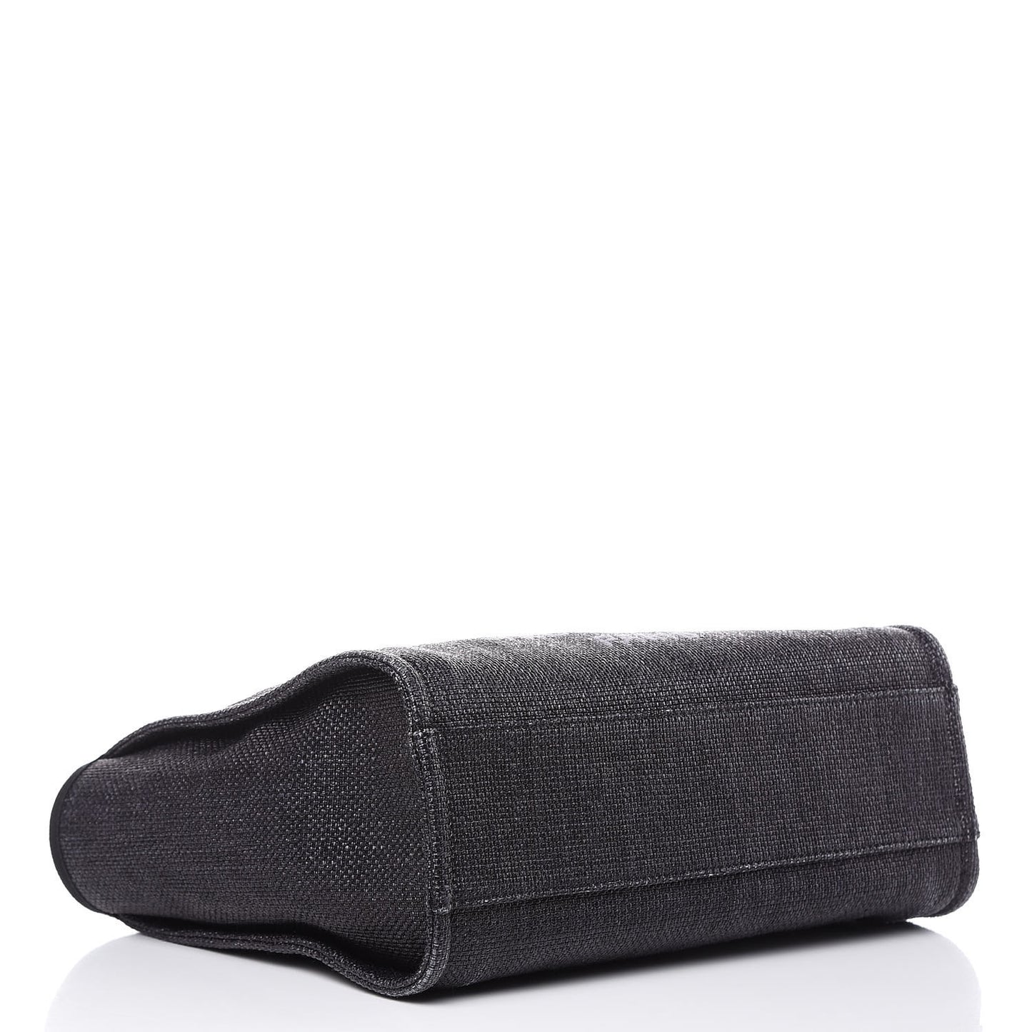 Woven Straw Raffia Small Deauville Tote Black