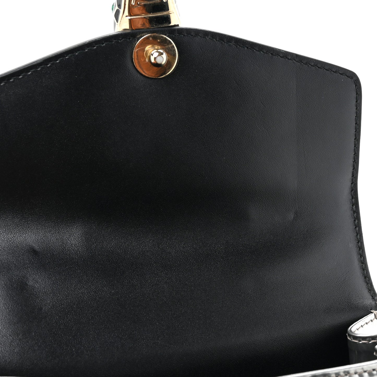 Metallic Calfskin Serpenti Forever Top Handle Silver