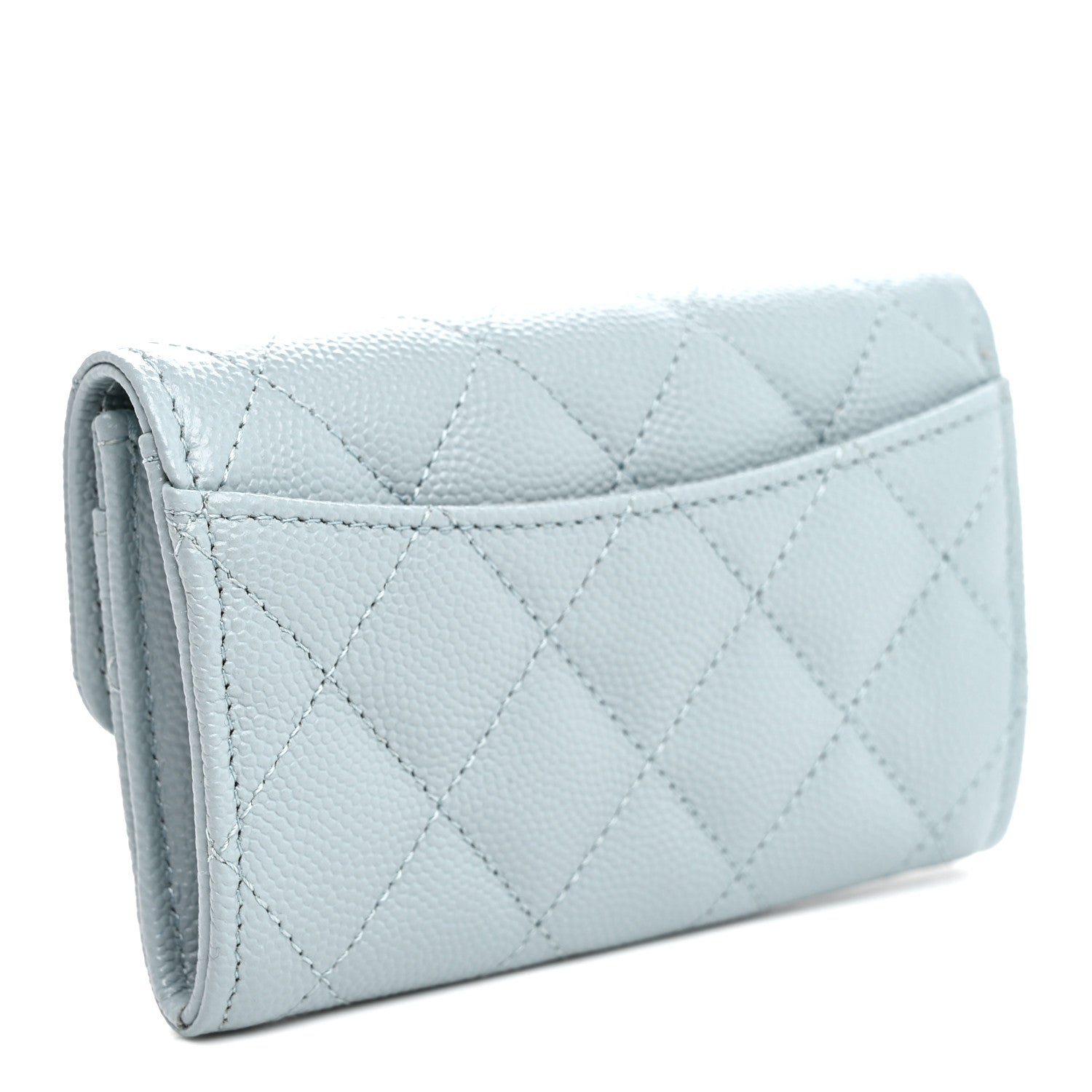 Chanel Caviar Quilted Flap Card Holder Wallet Light Blue 3 of 9