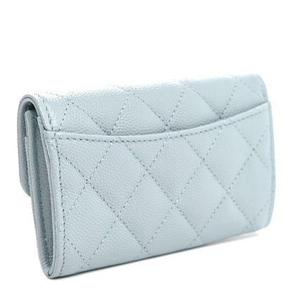 Chanel Caviar Quilted Flap Card Holder Wallet Light Blue 3 of 9