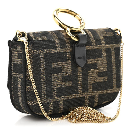 Fendi Glazed Fabric FF 1974 Nano Baguette Charm Mogano Panna 5 of 21