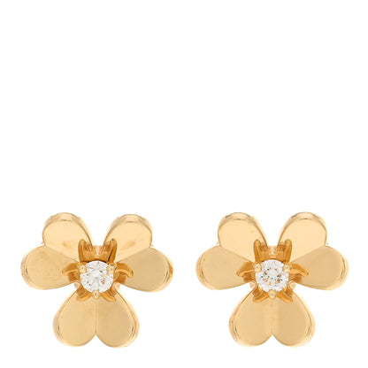 Van Cleef & Arpels 18K Yellow Gold Diamond Mini Frivole Earrings 1 of 5