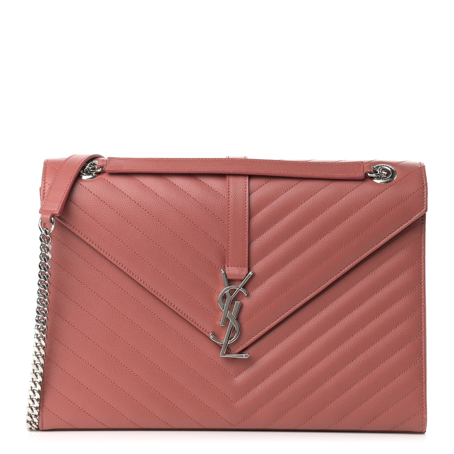 Grain De Poudre Matelasse Chevron Large Monogram Satchel Mystic Rose