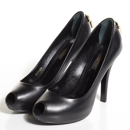 Louis Vuitton Smooth Calfskin Oh Really Peep Toe Pumps 35.5 Black 3 of 7
