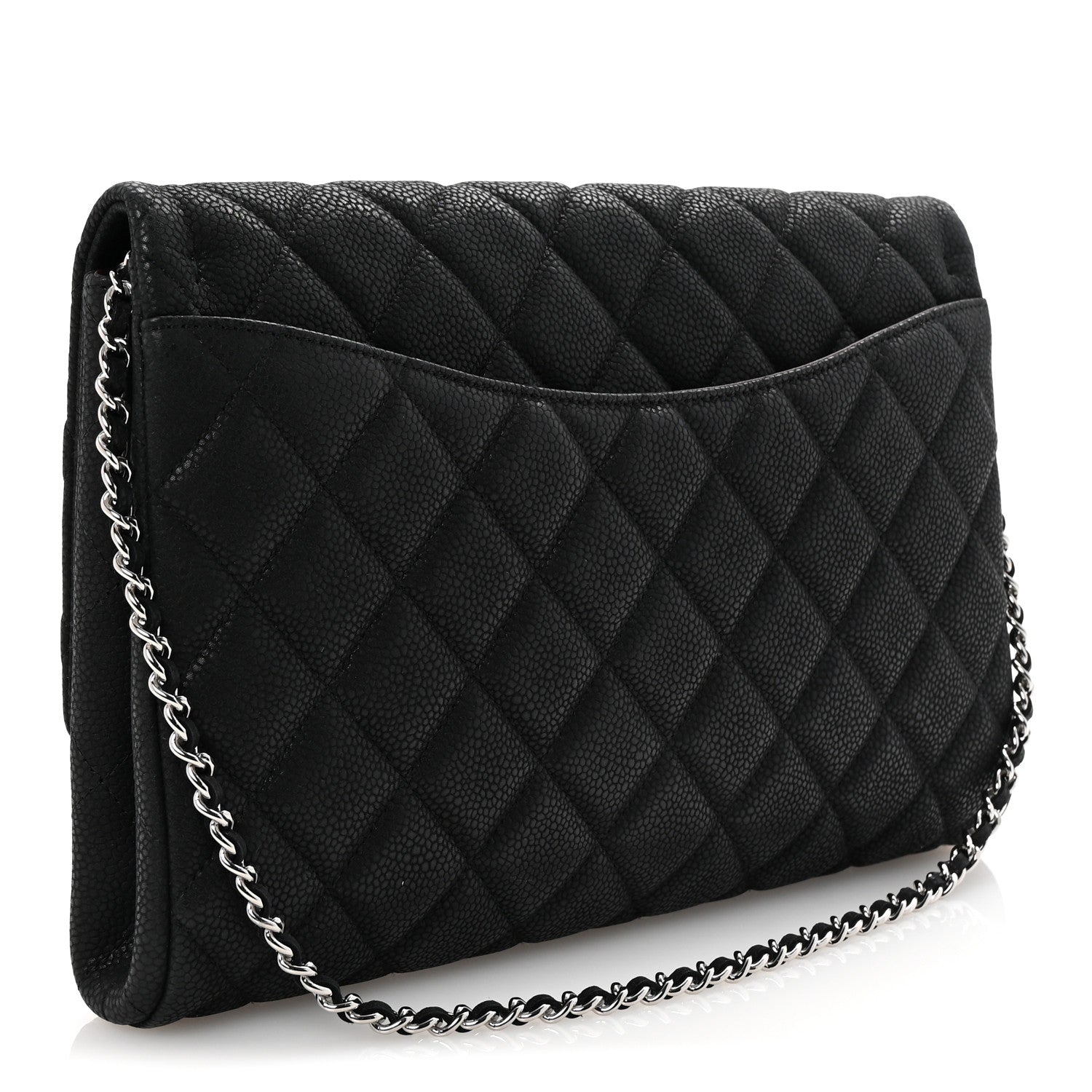 Chanel Iridescent Caviar Quilted Clutch With Chain Flap Black 3 of 10