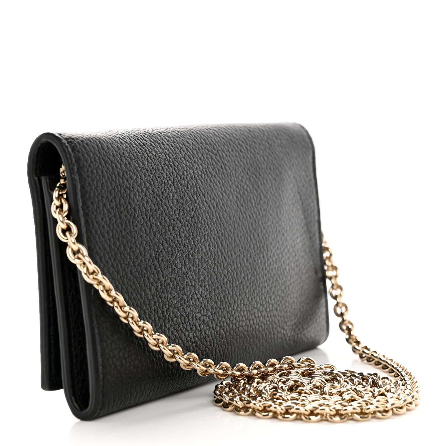 Calfskin City Wallet On Chain Black