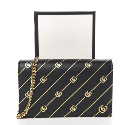 Gucci Calfskin Diagonal GG Mini Chain Wallet Black Gold 12 of 12