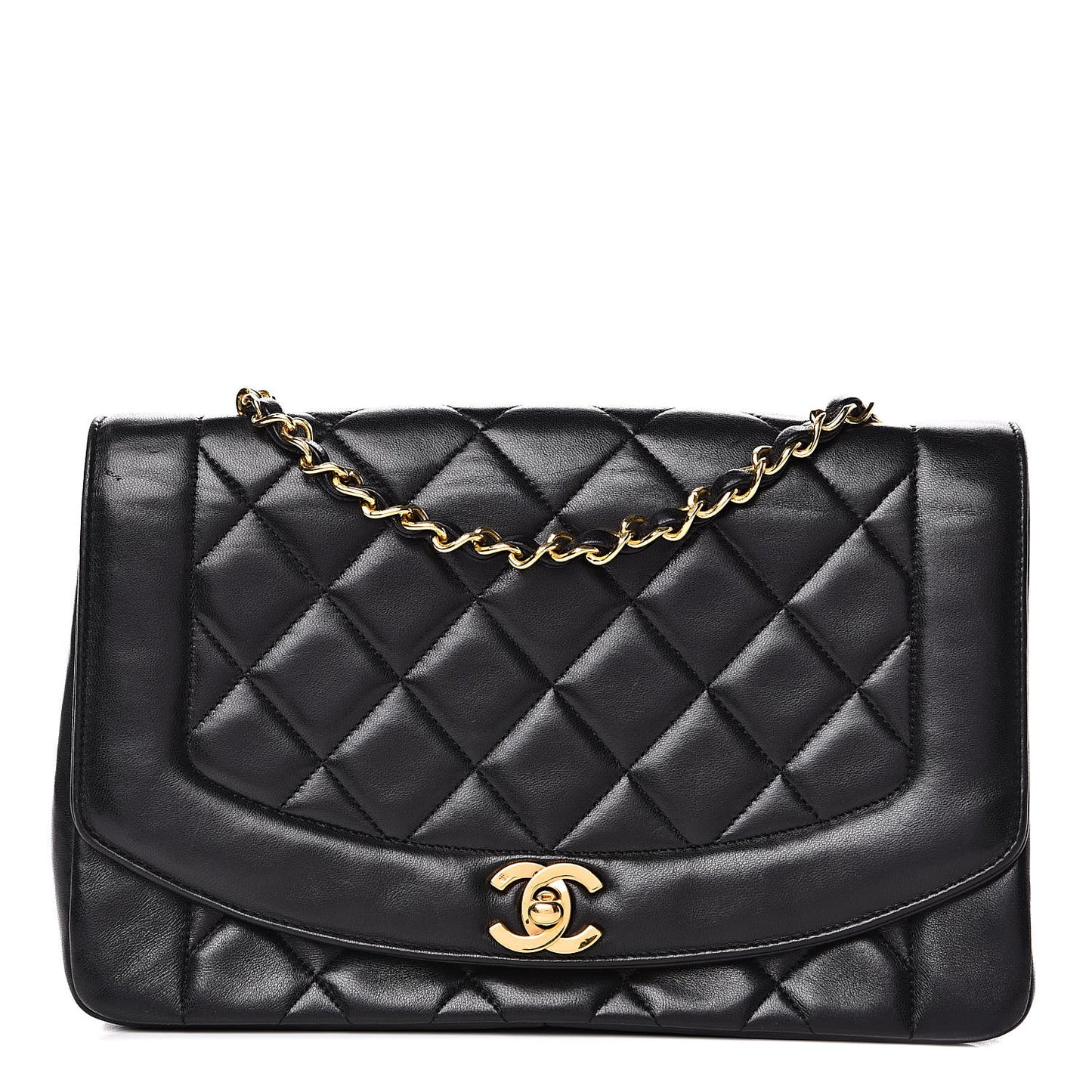 Lambskin Quilted Medium Single Flap Black