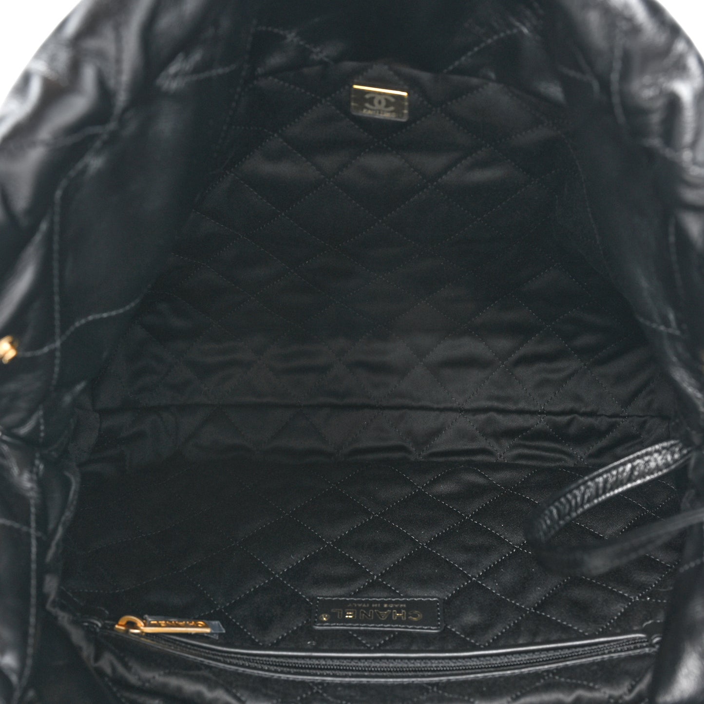 Shiny Calfskin Quilted Small Chanel 22 Black