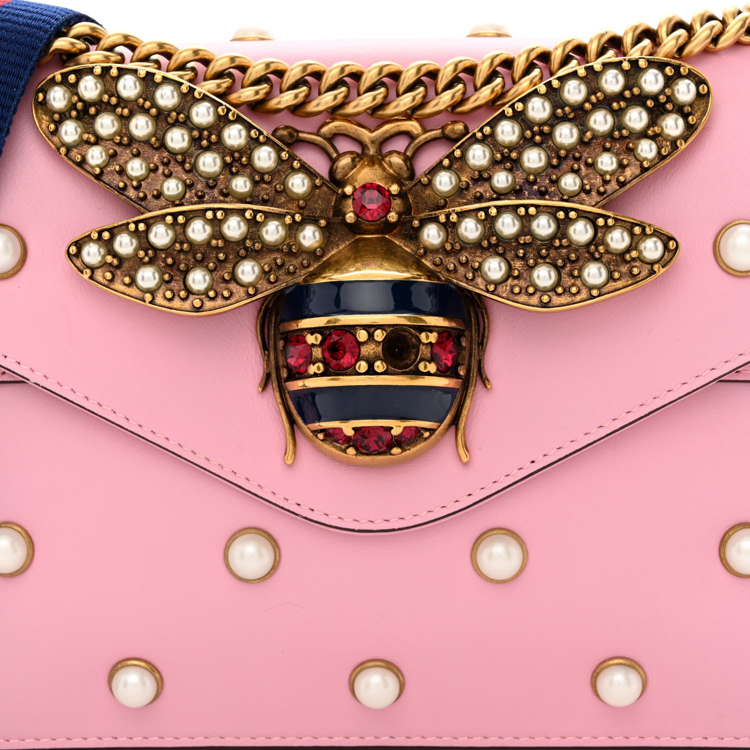 Gucci Nappa Pearl Studded Mini Queen Margaret Broadway Shoulder Bag Sugar Pink 8 of 12