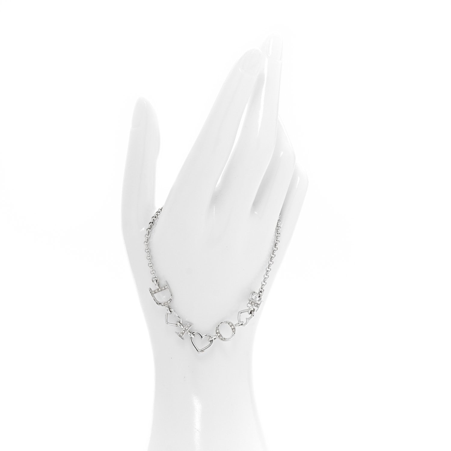 Christian Dior Crystal Heart Bracelet Silver 2 of 4