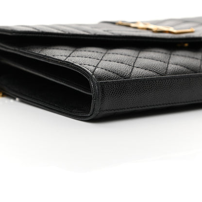 Saint Laurent Grain De Poudre Mixed Matelasse Triquilt Monogram Chain Wallet Black 17 of 23