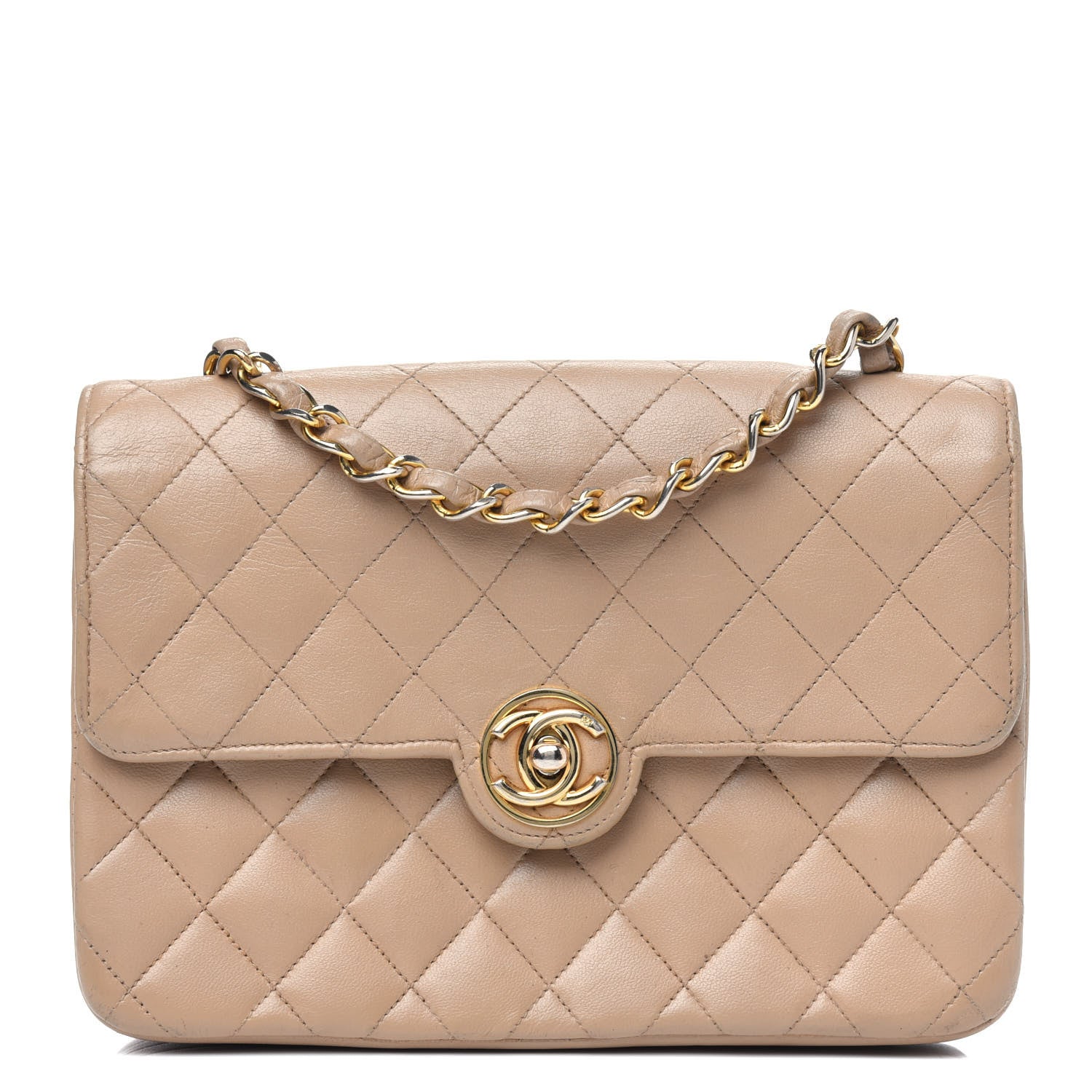 Chanel Lambskin Quilted Small Single Flap Bag Beige 1 of 5