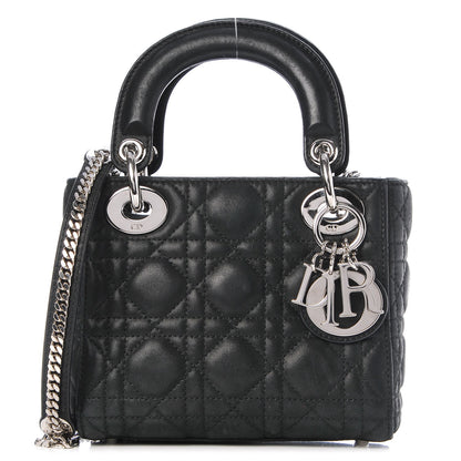 Christian Dior Metallic Calfskin Cannage Mini Lady Dior Black 1 of 9