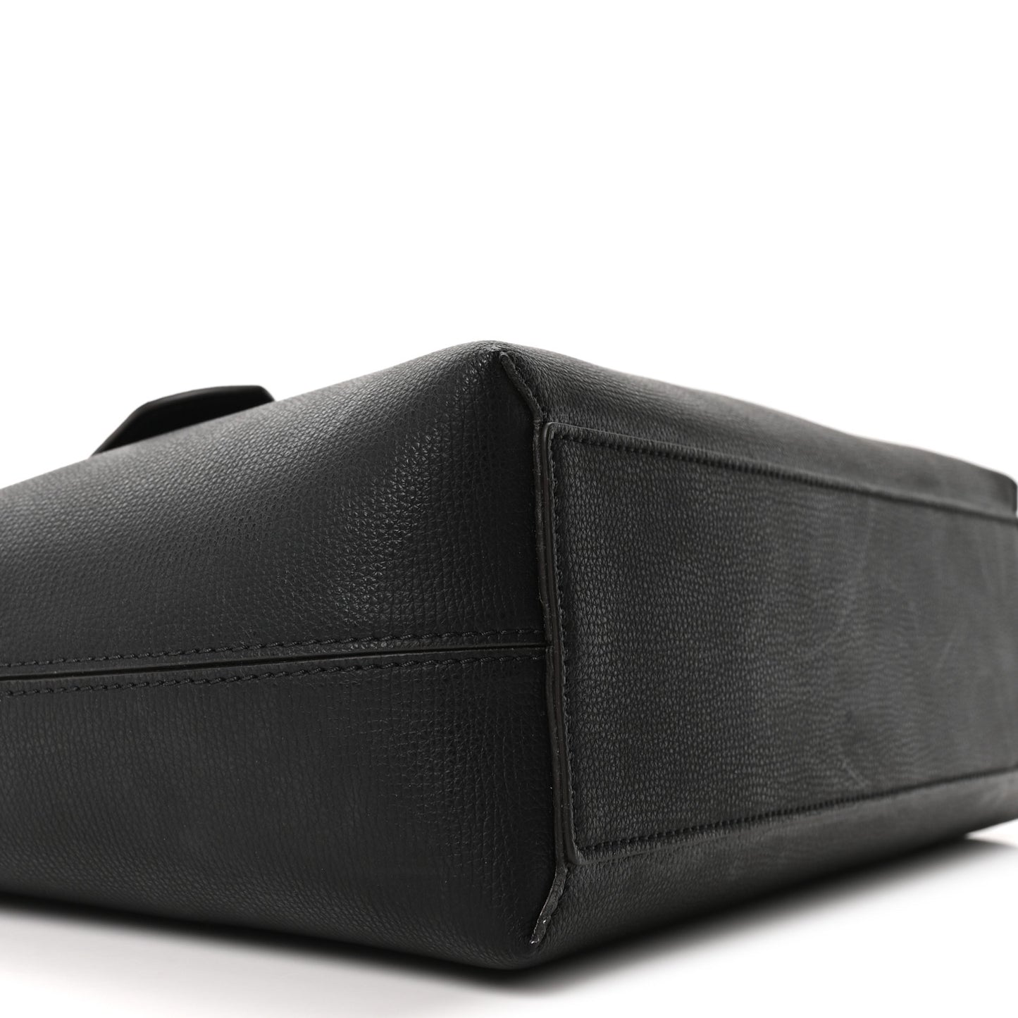 Grainy Calfskin Haymarket Check Small Reversible Tote Black