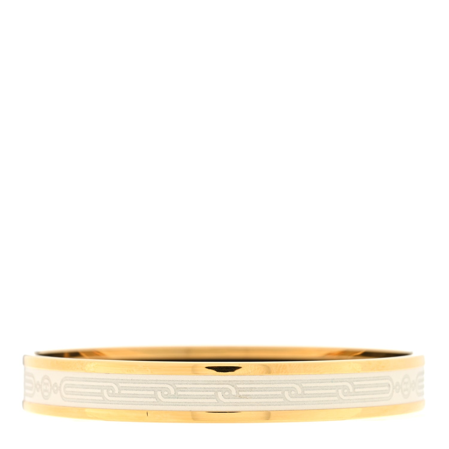 Hermes Enamel Printed Narrow Sellier Bracelet 65 White 2 of 3