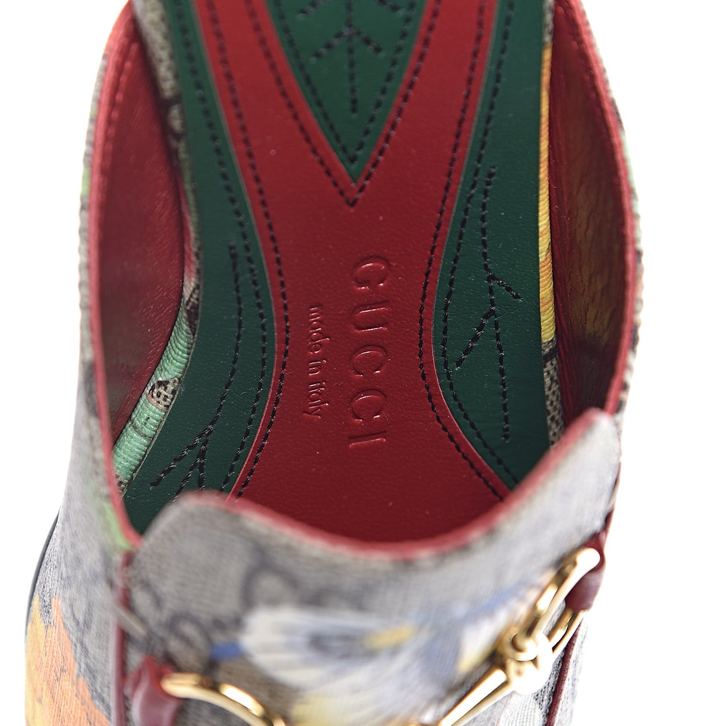 GG Supreme Monogram Tian Womens Princetown Slippers 34 Beige Ebony Multicolor