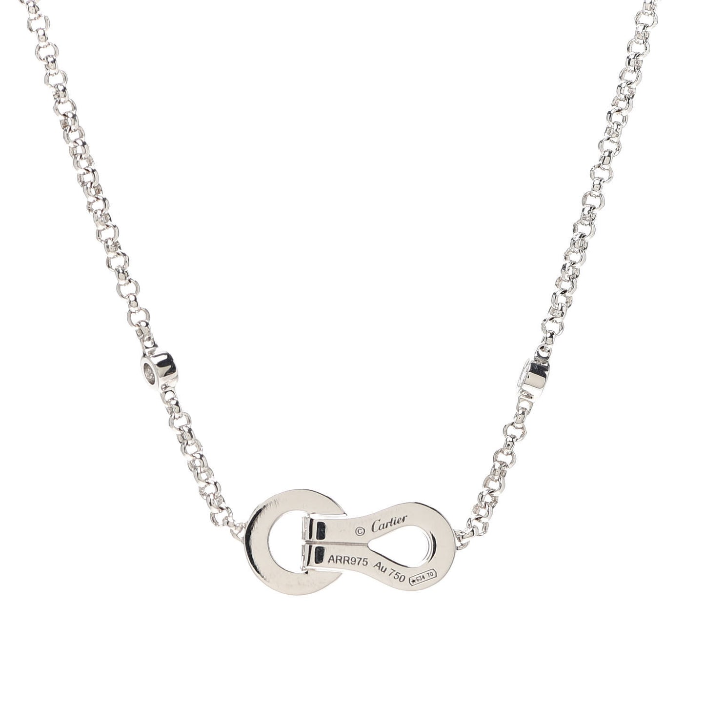 18K White Gold Diamond Agrafe Pendant Necklace