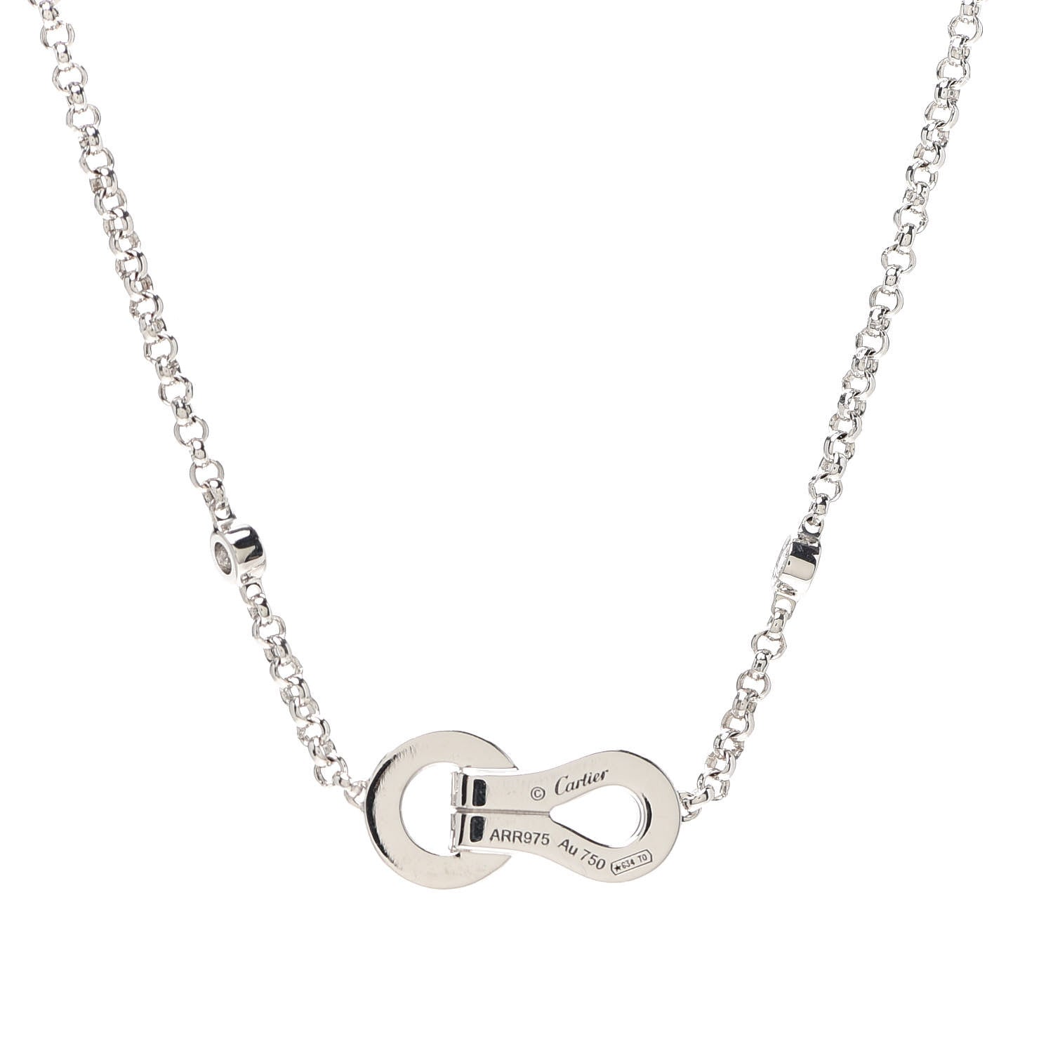 Cartier 18K White Gold Diamond Agrafe Pendant Necklace 5 of 6