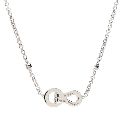 Cartier 18K White Gold Diamond Agrafe Pendant Necklace 5 of 6