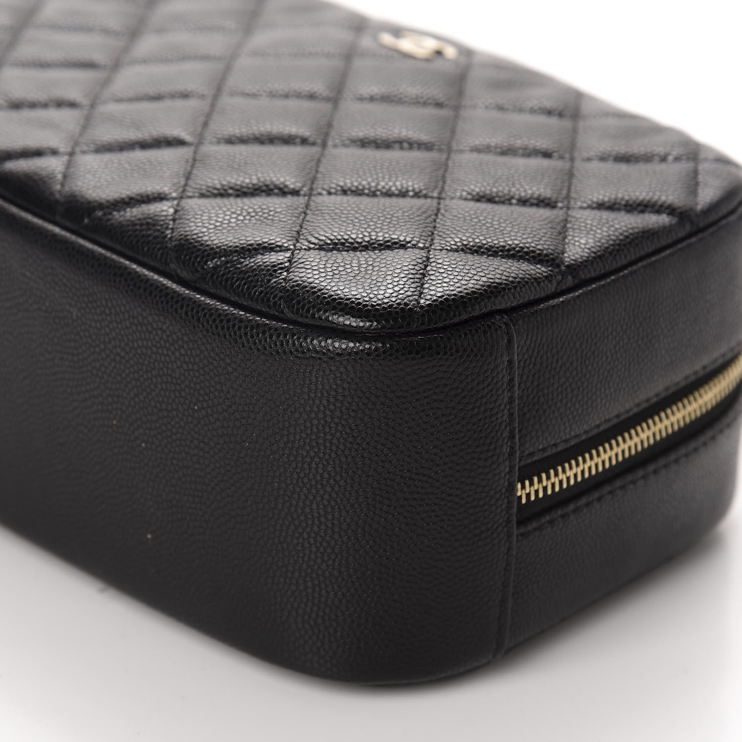 Chanel Caviar Quilted Curvy Pouch Cosmetic Case Black 7 of 9