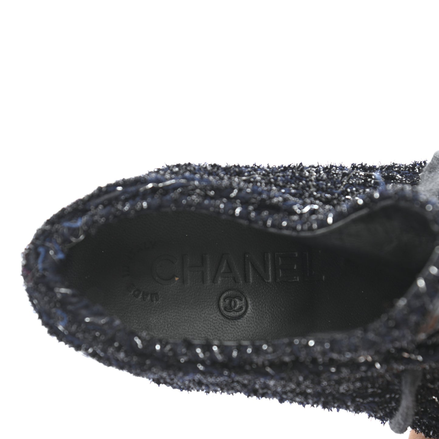 Tweed Patent Cap Toe CC Sneakers 36 Black
