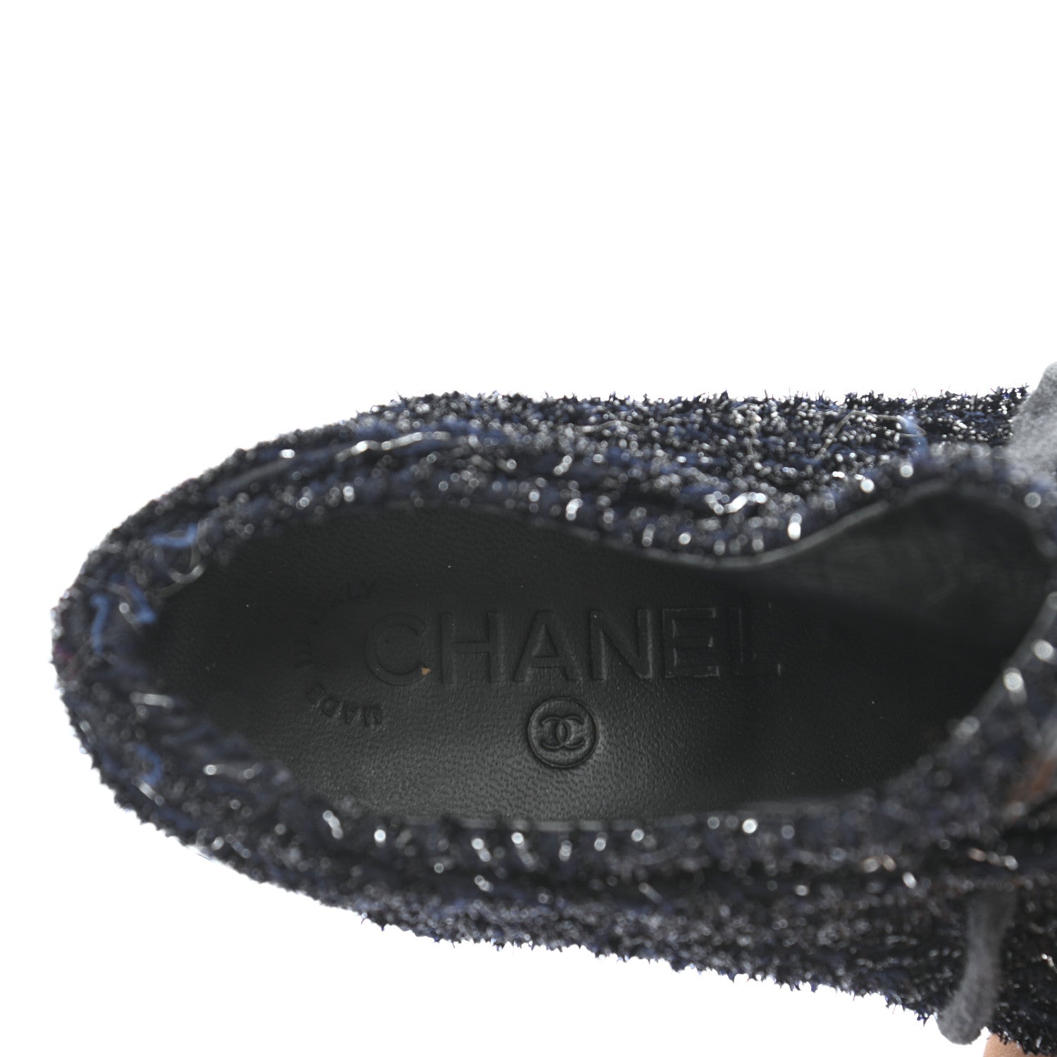 Chanel Tweed Patent Cap Toe CC Sneakers 36 Black 7 of 8