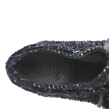 Chanel Tweed Patent Cap Toe CC Sneakers 36 Black 7 of 8