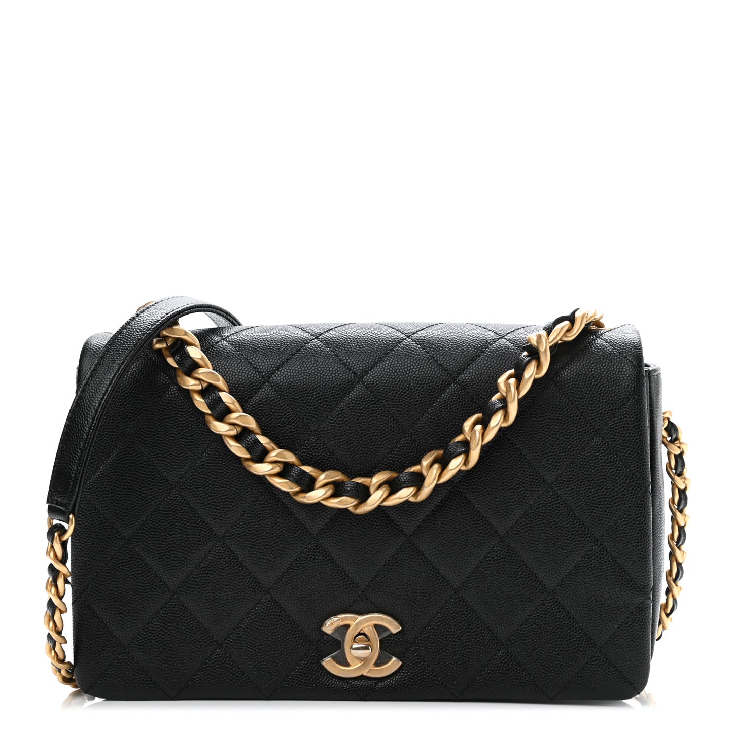 Caviar Quilted Medium Fashion Therapy Flap Bag Black