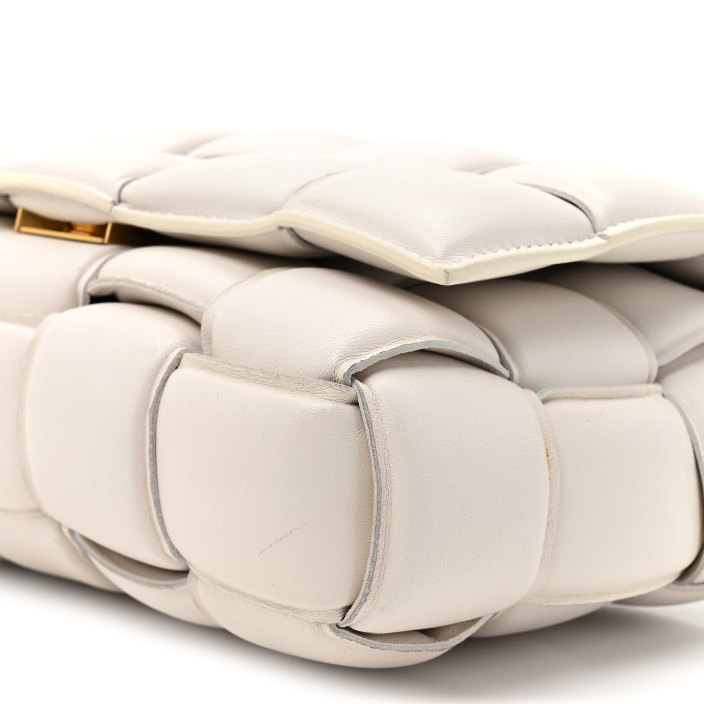 Nappa Maxi Intreccio Padded Cassette Crossbody Bag Chalk