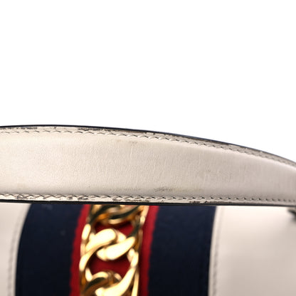 Gucci Calfskin Embroidered Medium Sylvie Top Handle Bag White 24 of 24