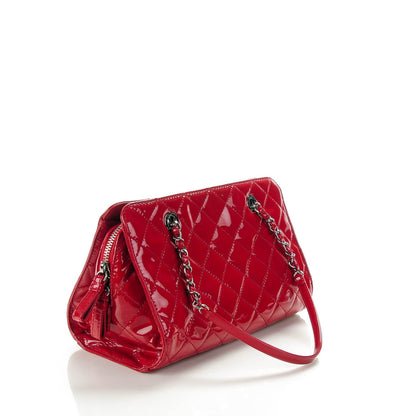 Chanel Patent Quilted Small CC Angle Tote Red 3 of 7