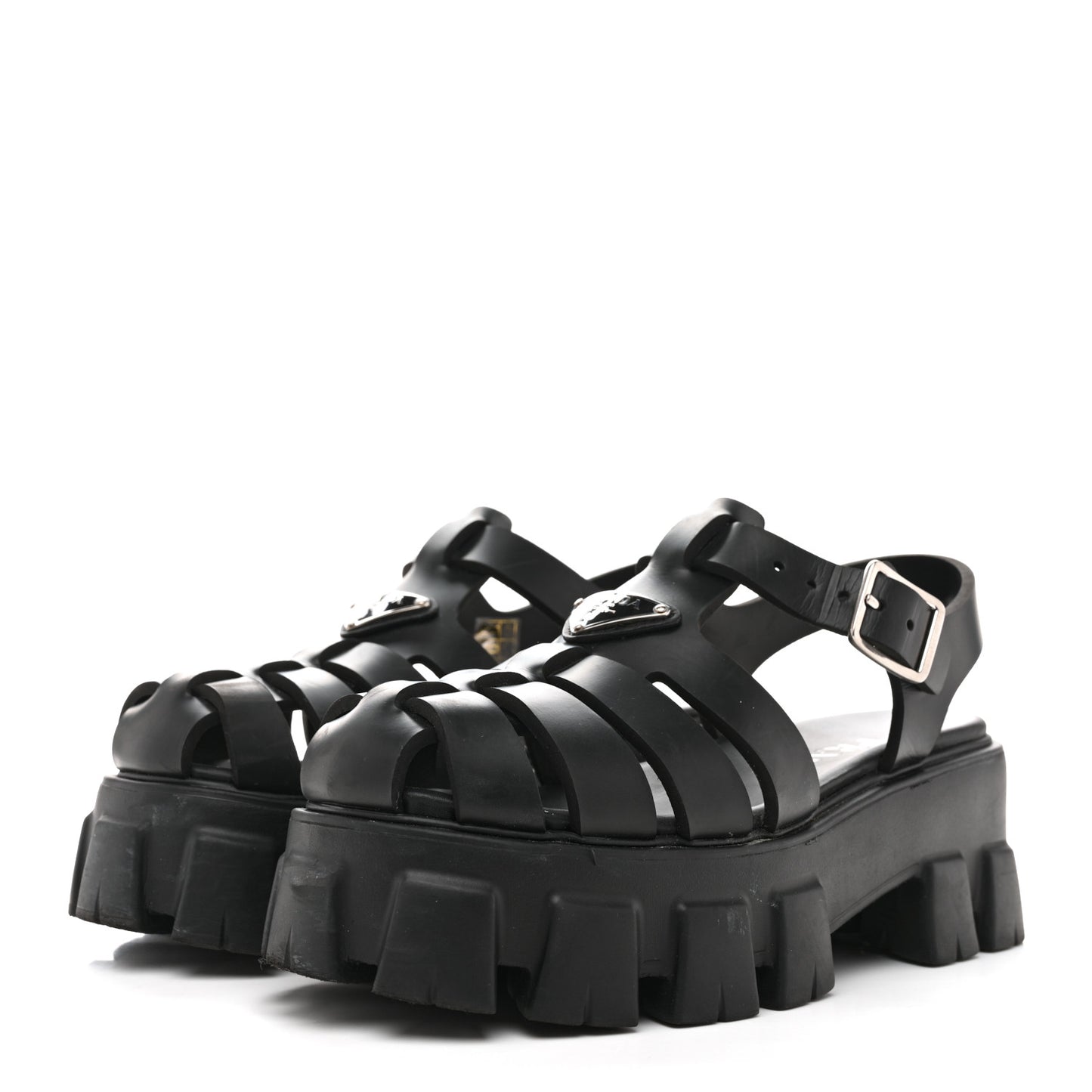 Foam Rubber Triangle Logo Monolith 55mm Cage Sandals 37 Black