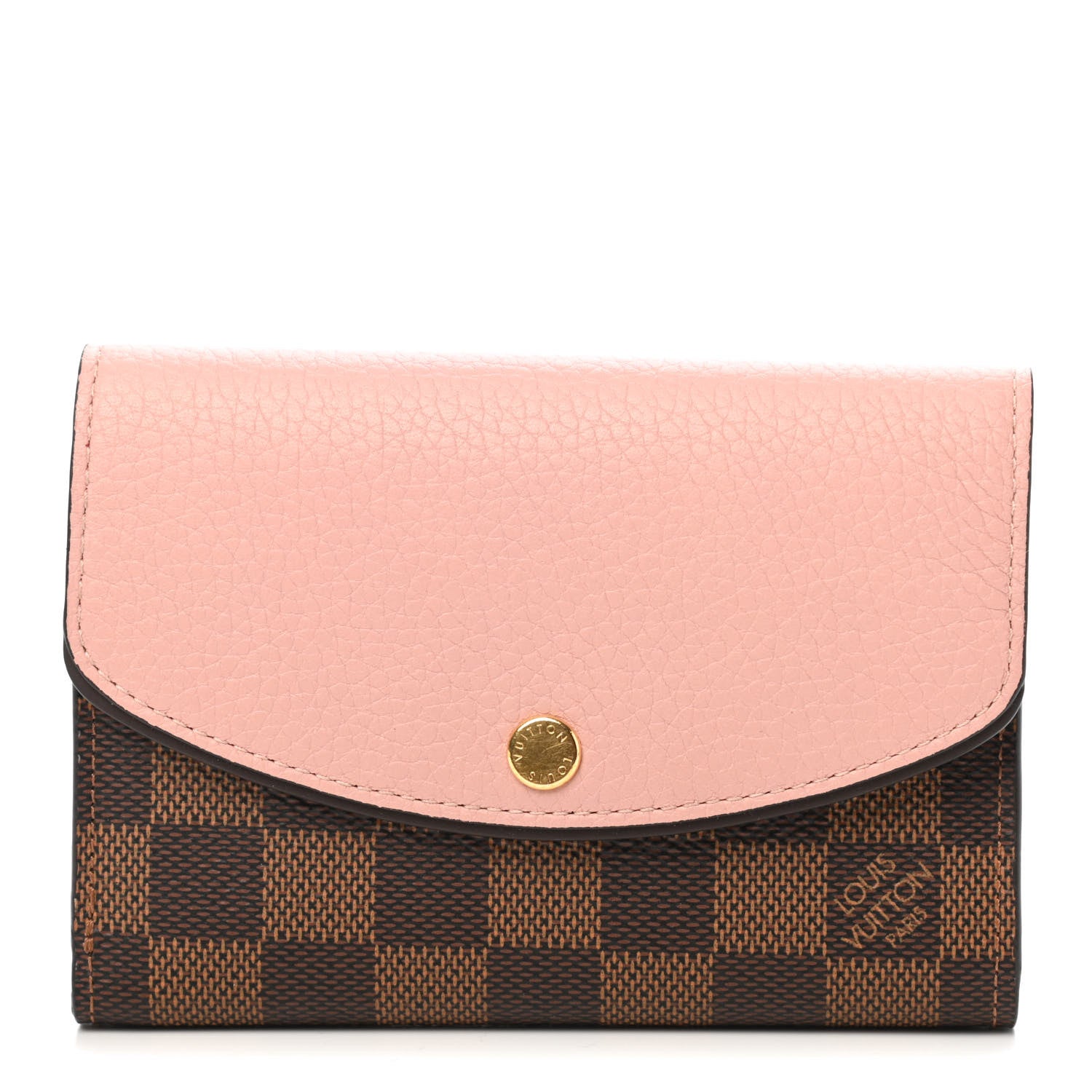 Louis Vuitton Damier Ebene Normandy Compact Wallet Rose Ballerine 1 of 8