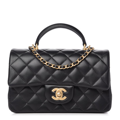 Chanel Lambskin Quilted Mini Top Handle Rectangular Flap Black 1 of 11
