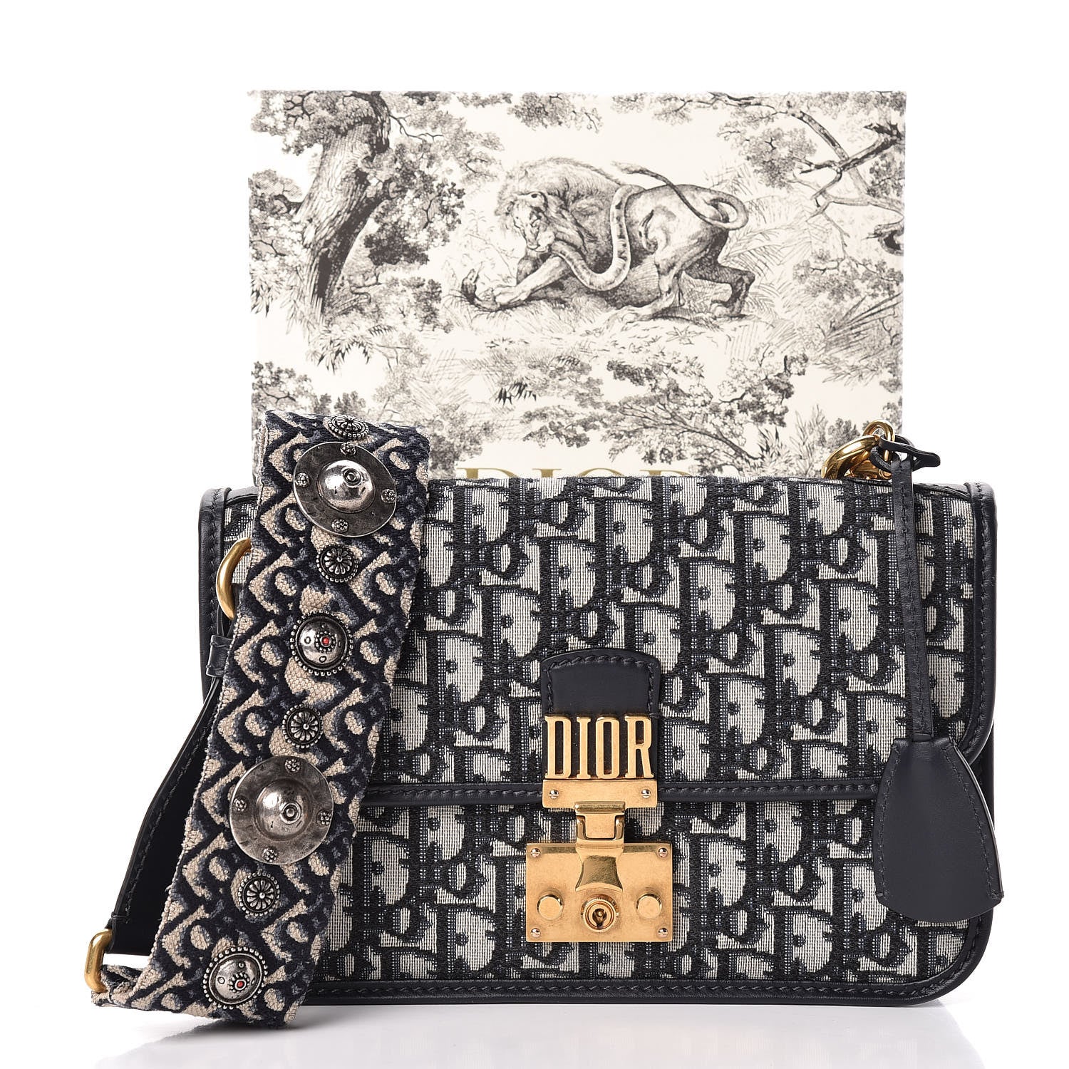 Christian Dior Oblique DiorAddict Flap Bag Navy Blue 16 of 16