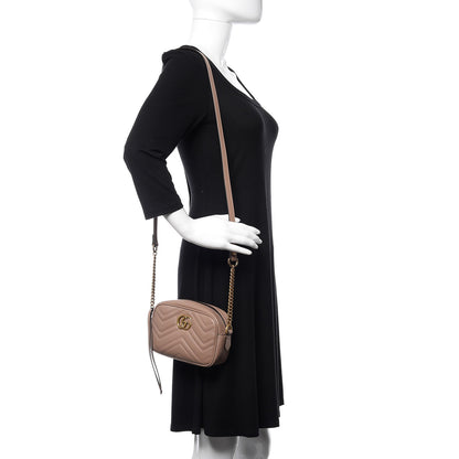 Gucci Calfskin Matelasse Mini GG Marmont Chain Shoulder Bag Porcelain Rose 2 of 10